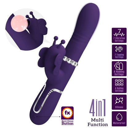 PRETTY LOVE - 4 IN 1 MULTIFUNCTION RABBIT VIBRATOR BUTTERFLY PURPLE