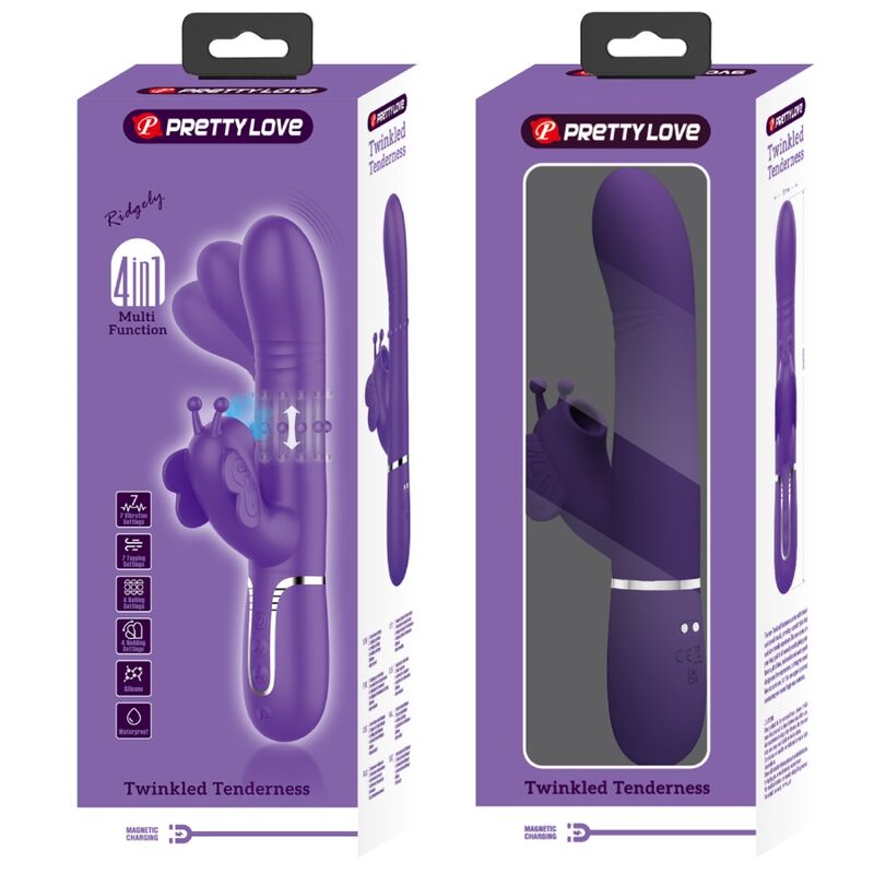 PRETTY LOVE - 4 IN 1 MULTIFUNCTION RABBIT VIBRATOR BUTTERFLY PURPLE