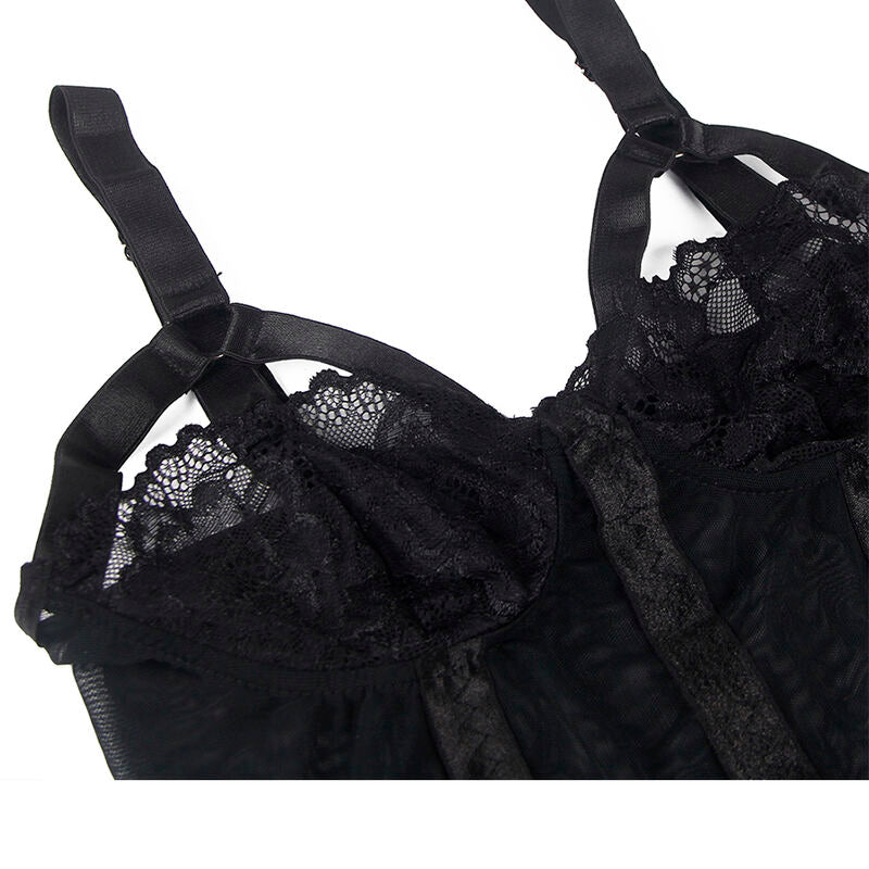 SUBBLIME - TEDDY WITH GARTER BELT DETAIL STRAPS BLACK CHEST S/M