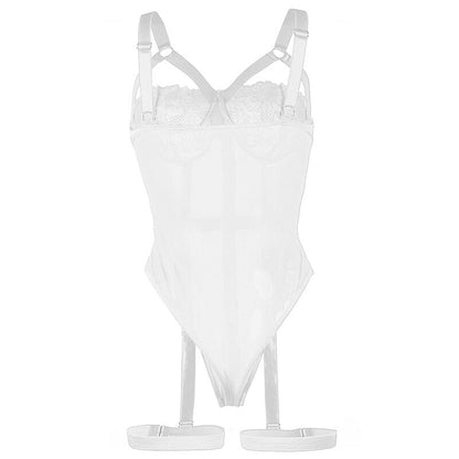 SUBBLIME - TEDDY WITH GARTER BELT STRAPS DETAIL WHITE CHEST S/M