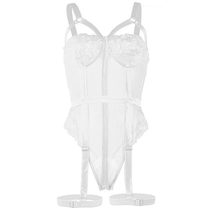 SUBBLIME - TEDDY WITH GARTER BELT STRAPS DETAIL WHITE CHEST S/M