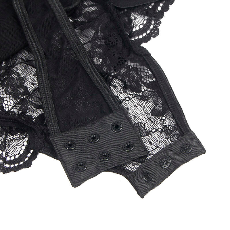 SUBBLIME - TEDDY WITH GARTER LACE DETAIL AND BLACK S/M STRAPS