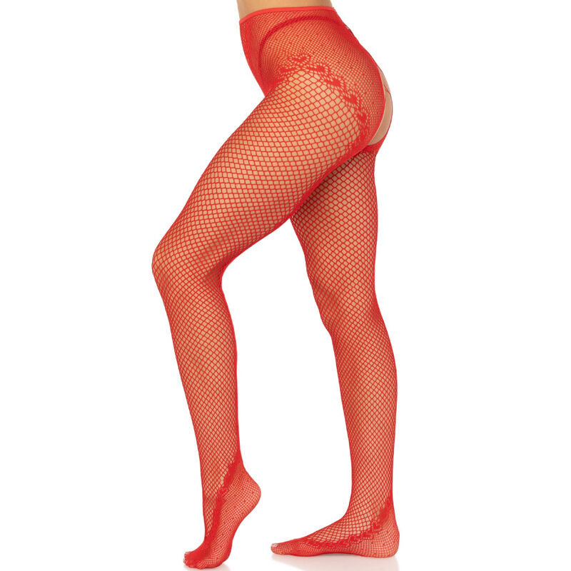 LEG AVENUE - CROTCHLESS FISHNET TIGHTS BLACK