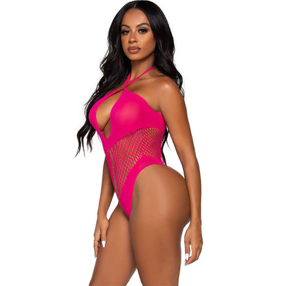 LEG AVENUE - OPEN NECKLINE &amp; CROSSED VIOLET BODYSUIT