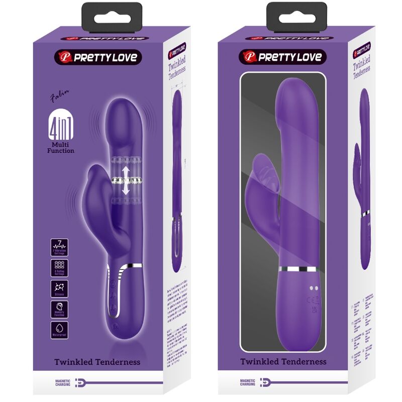 PRETTY LOVE - ZALIN VIBRATOR RABBIT PEARLS 4 IN 1 PURPLE