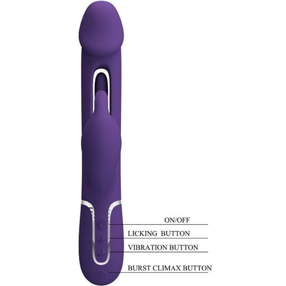 PRETTY LOVE - KAMPAS VIBRADOR RABBIT 3 EN 1 MULTIFUNCIÓN CON LENGUA VIOLETA