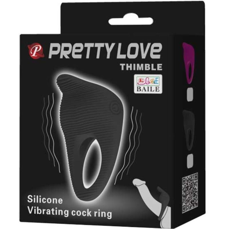 PRETTY LOVE - THIMBLE VIBRATING RING BLACK