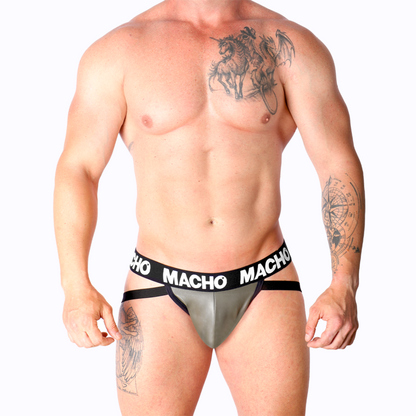 MALE - MX27GR JOCK LEATHER GREY BEIGE S