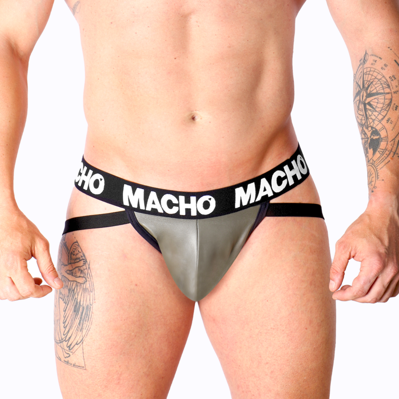 MALE - MX27GR JOCK LEATHER GREY BEIGE S