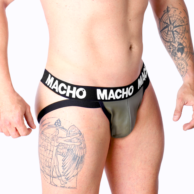 MALE - MX27GR JOCK LEATHER GREY BEIGE S