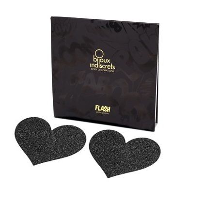 BIJOUX - INDISCRETS FLASH NIPPLE COVERS BLACK HEART