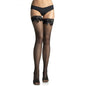 LEG AVENUE - BLACK FISHNET TIGHTS WITH LACE TOP DETAIL AND BOW