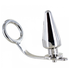 HARD METAL - STEEL RING WITH ANAL PLUG 80 X 55 MM