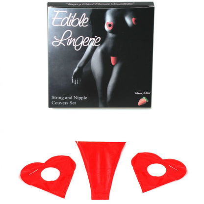 SECRETPLAY - STRAWBERRY EDIBLE THONG AND NIPPLE COVERS