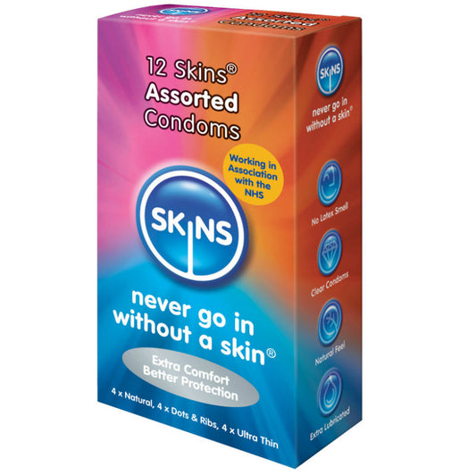 SKINS - NATURAL + FINE + STITCHES &amp; STRETCH MARKS CONDOMS 12 UNITS