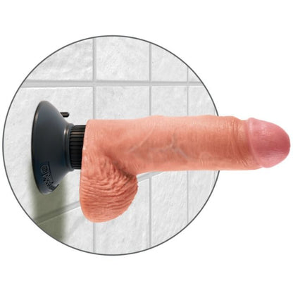 KING COCK - VIBRATOR DILDO WITH TESTICLES 17.78 CM NATURAL