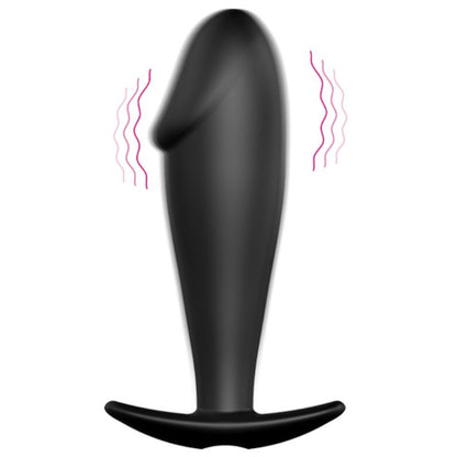 PRETTY LOVE - PENIS-SHAPED SILICONE ANAL PLUG WITH 12 VIBRATION MODES - BLACK