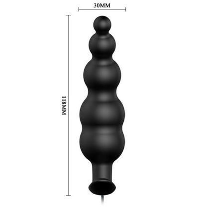 PRETTY LOVE - SILICONE ANAL PLUG EXTRA STIMULATION AND 12 VIBRATION MODES BLACK