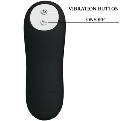 PRETTY LOVE - SILICONE ANAL PLUG EXTRA STIMULATION AND 12 VIBRATION MODES BLACK