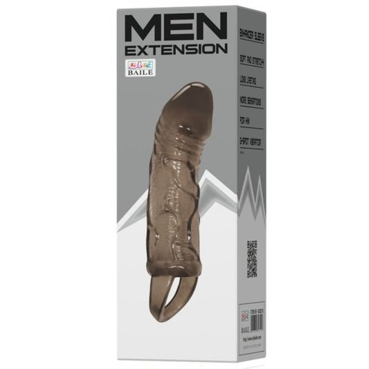 BAILE - PENIS EXTENSION SHEATH WITH STRAP FOR TESTICLES BLACK 13.5 CM