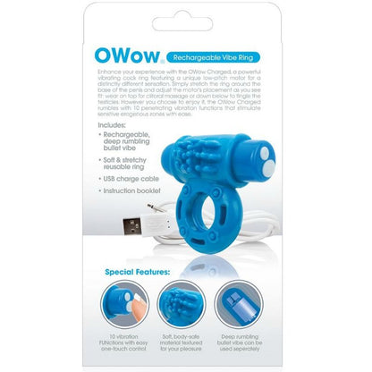 SCREAMING O - WOW RECHARGEABLE VIBRATING RING BLUE