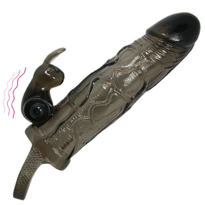 DANCE - BRAVE MAN REALISTIC PENIS SHEATH WITH RABBIT 16.5 CM BLACK