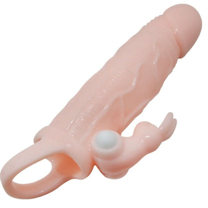 DANCE - BRAVE MAN PENIS SLEEVE WITH VIBRATING RABBIT 16.5 CM NATURAL