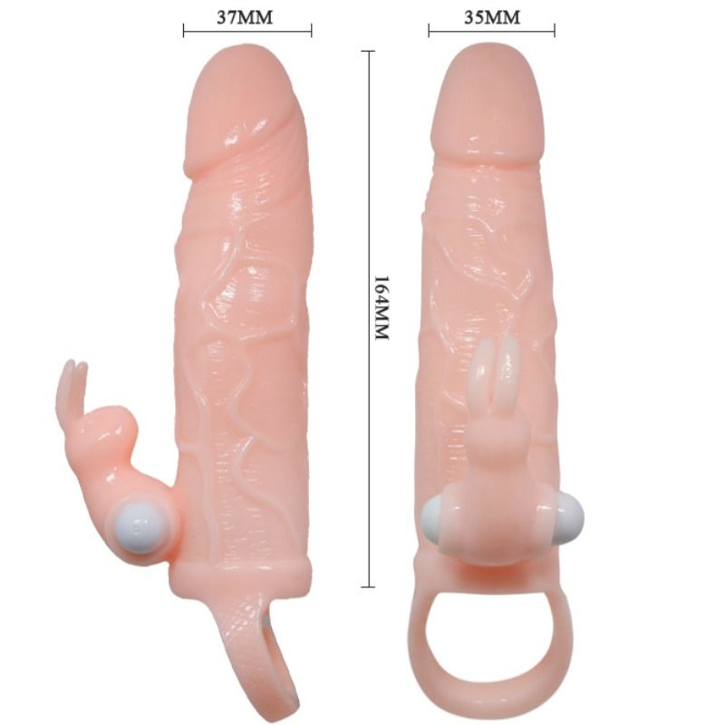 DANCE - BRAVE MAN PENIS SLEEVE WITH VIBRATING RABBIT 16.5 CM NATURAL