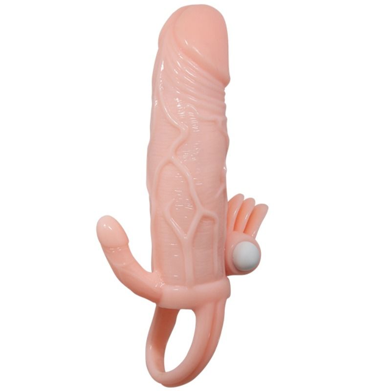 DANCE - BRAVE MAN ANAL AND CLITORIS VIBRATOR PENIS SLEEVE 16.5 CM NATURAL