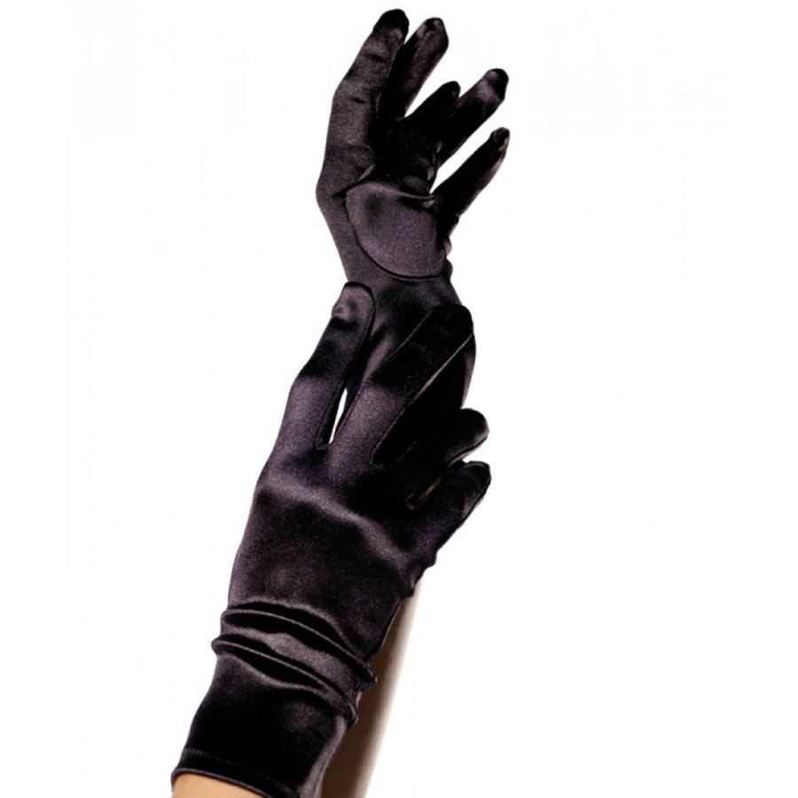 LEG AVENUE - BLACK SATIN GLOVES