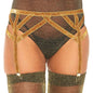 LEG AVENUE - GOLD LUREX GARTER BELT ONE SIZE