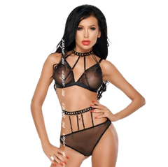 ME-SEDUCE - DOTTY TWO-PIECE SET BLACK S/M