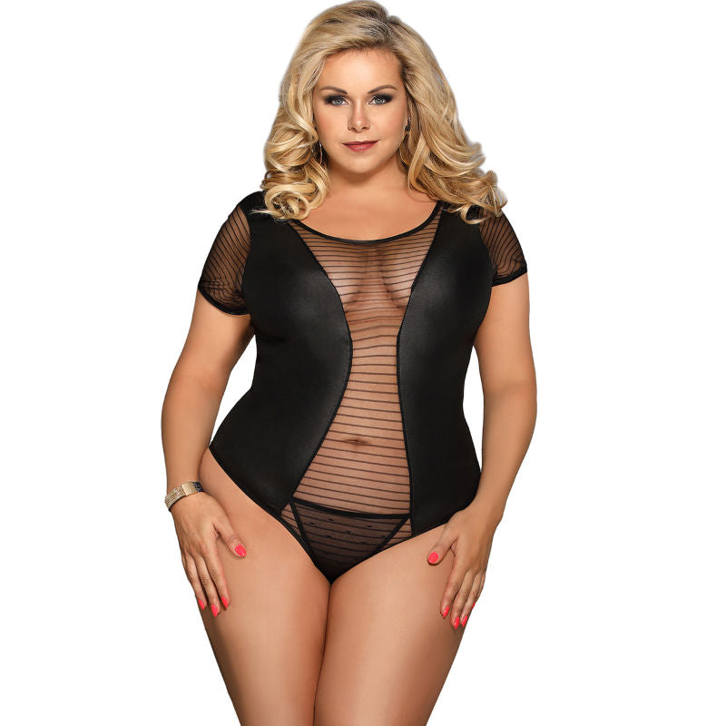 SUBBLIME - PLUS SIZE SHORT SLEEVE FETISH TEDDY