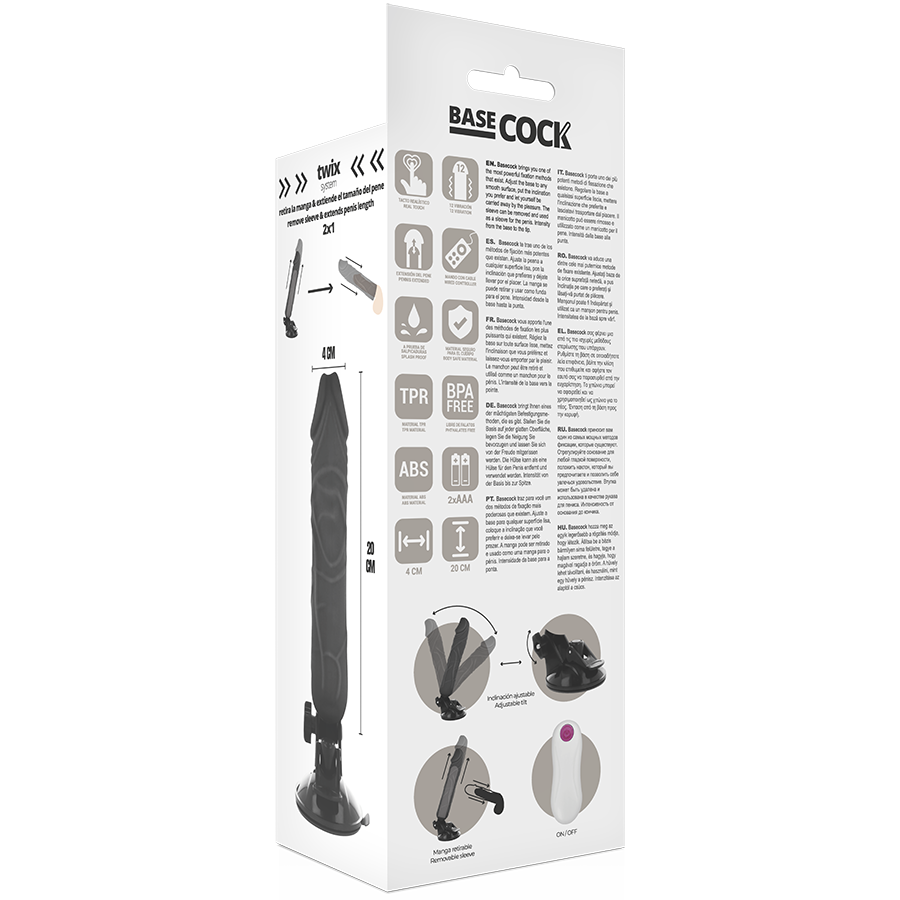 BASECOCK - REALISTIC VIBRATOR NATURAL REMOTE CONTROL 20 CM -OR- 4 CM