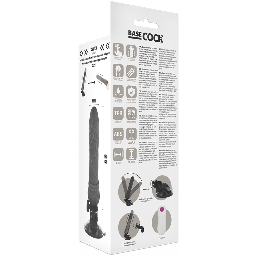 BASECOCK - VIBRADOR REALISTICO CONTROL REMOTO NATURAL 19.5 CM -O- 4 CM