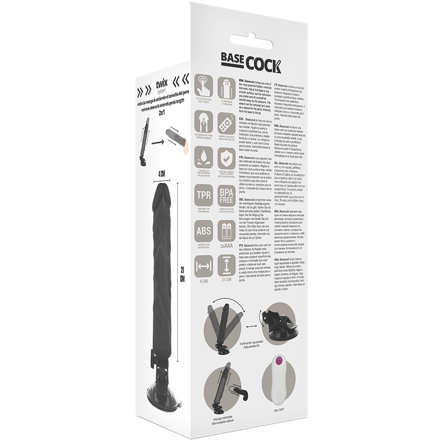 BASECOCK - REALISTIC VIBRATOR NATURAL REMOTE CONTROL 21 CM -O- 4 CM