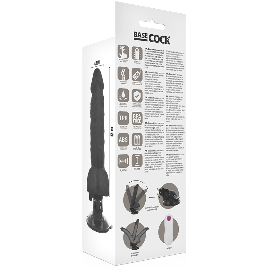 BASECOCK - NATURAL REMOTE CONTROL ARTICULABLE VIBRATOR 20 CM -OR- 4.5 CM