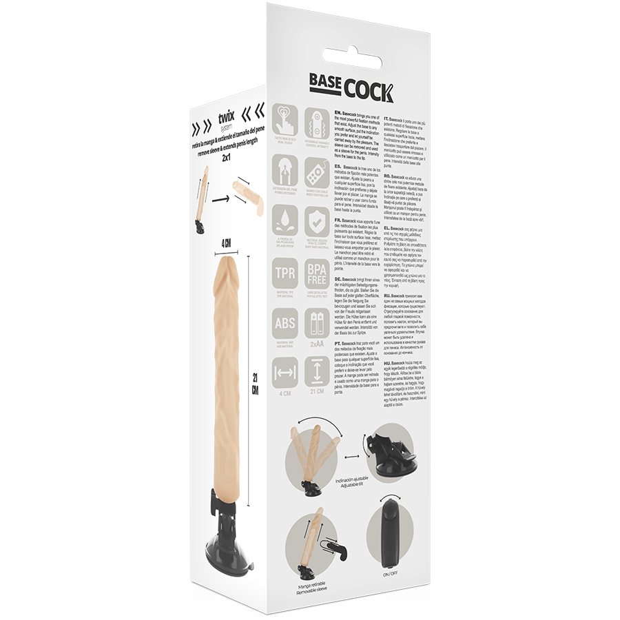 BASECOCK - REALISTIC VIBRATOR NATURAL REMOTE CONTROL 21 CM -O- 4 CM