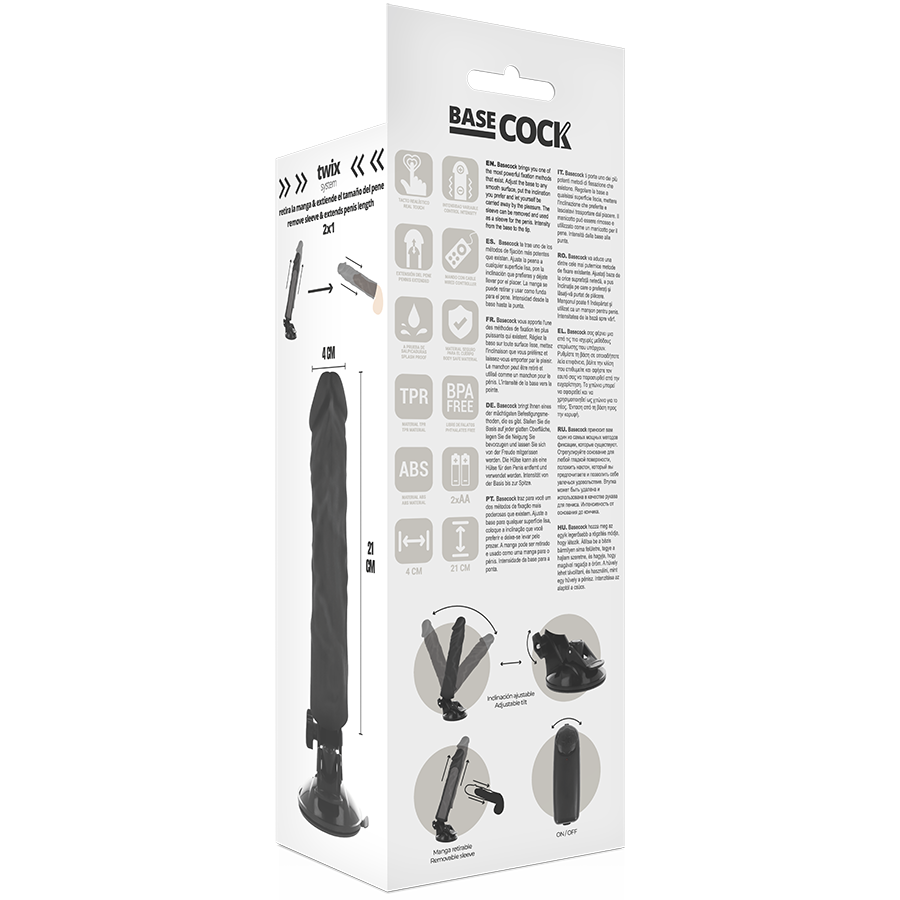 BASECOCK - REALISTIC VIBRATOR NATURAL REMOTE CONTROL 21 CM -O- 4 CM