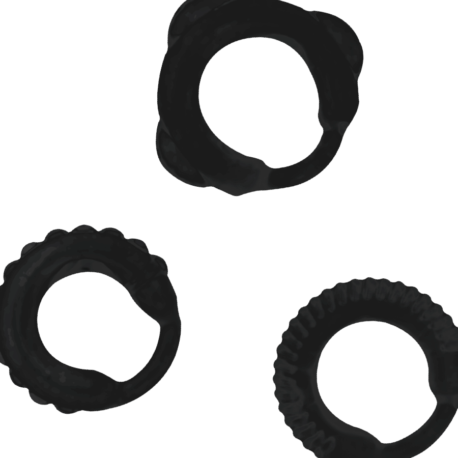 ADDICTED TOYS - SET OF 3 BLACK PENIS RINGS