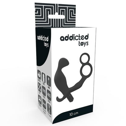 ADDICTED TOYS - ANAL PLUG WITH DOUBLE RING PENIS AND TESTICLES BLACK