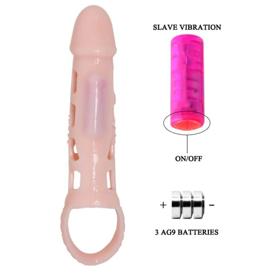 BAILE - VIBRATING PENIS EXTENSION SLEEVE WITH NATURAL STRAP 13.5 CM