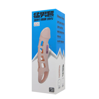 BAILE - VIBRATING PENIS EXTENSION SLEEVE WITH NATURAL STRAP 13.5 CM