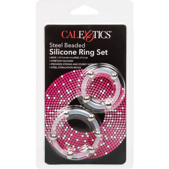 CALEXOTICS - 2 PCS SILICONE RING KIT WITH STEEL BEADS