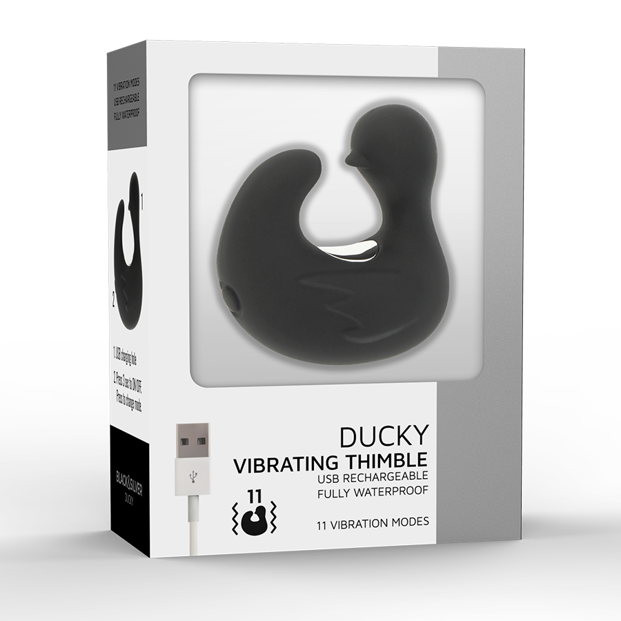 BLACK&amp;SILVER - DUCKYMANIA RECHARGEABLE SILICONE STIMULATING DUCK THIMBLE