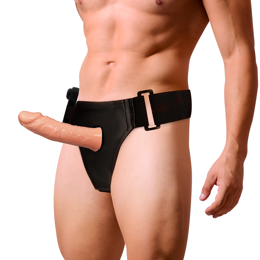 HARNESS ATTRACTION - HOLLOW BENNY HARNESS WITH VIBRATOR 15 CM -OR- 4.5 CM