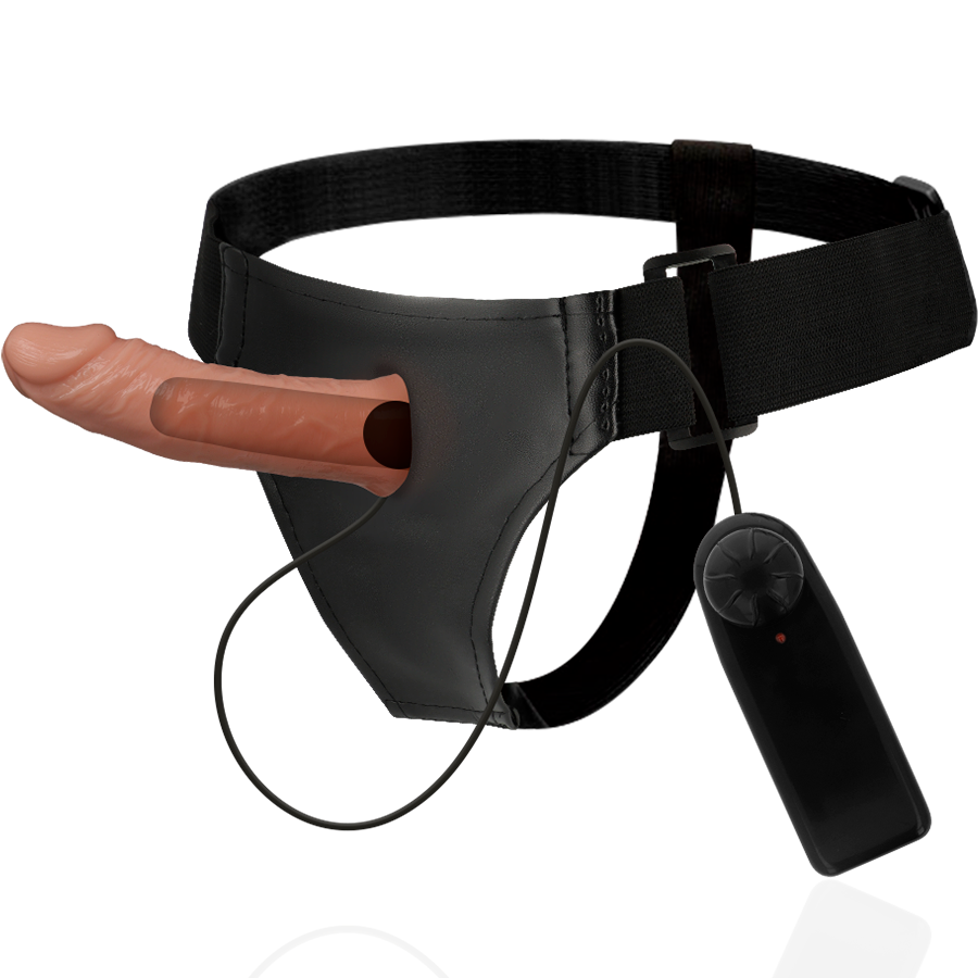 HARNESS ATTRACTION - HOLLOW BENNY HARNESS WITH VIBRATOR 15 CM -OR- 4.5 CM