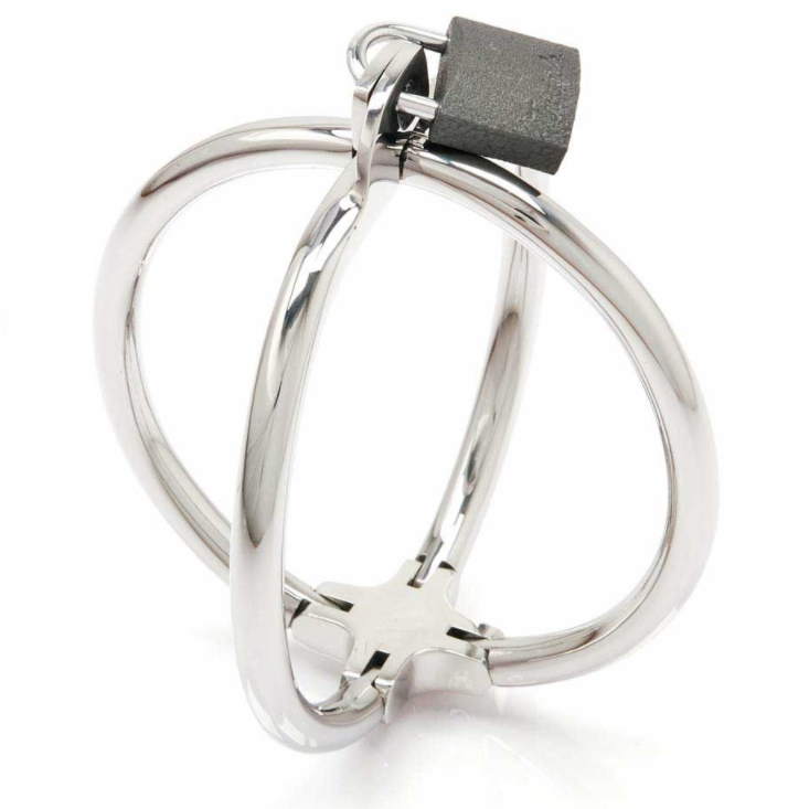 METAL HARD - CRISS CROSS HANDCUFF RESTRAINTS STAINLESS STEEL