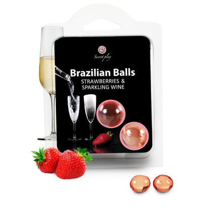 SECRETPLAY - SET 2 BRAZILIAN BALLS STRAWBERRIES WITH CAVA