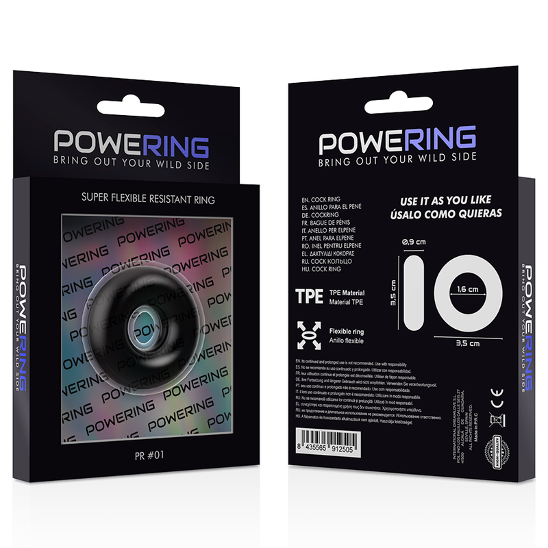 POWERING - SUPER FLEXIBLE AND RESISTANT PENIS RING 3.5CM BLACK